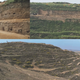 Diferentes vistas de las partes desenterradas de la pirámide.